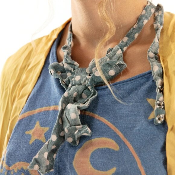 NWT Magnolia Pearl Polka Dot Linen Louis Jabot Extended Tie Jabot 036 Frenchie - Picture 1 of 9